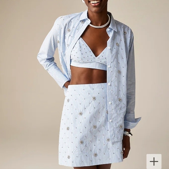 J Crew Collection Collection embellished bra top in stripe Sz 10 - Picture 4 of 10